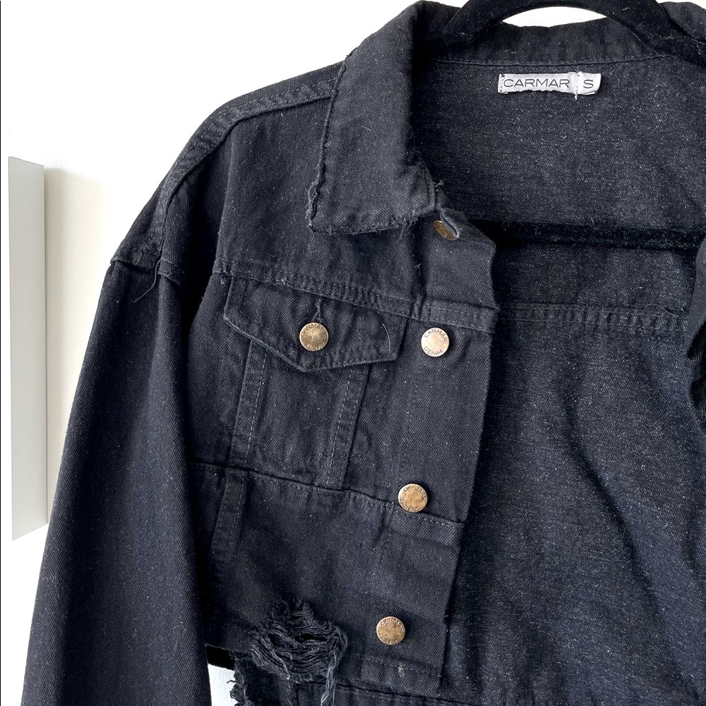 Carmar Cropped Black Jean Jacket
